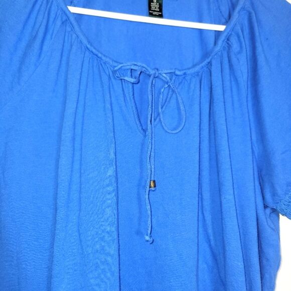 Lauren Ralph Lauren Blue Peasant Top 1X - Picture 2 of 11